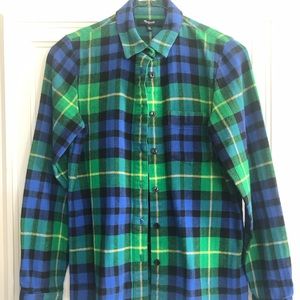 Madewell Flannel shirt Blue Green size XS
